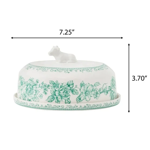 💜 New Pioneer Woman Agatha Green Butter Dish - Picture 3 of 6
